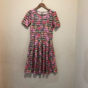 LulaRoe Amelia Midi Dress Pink Floral Sz Small